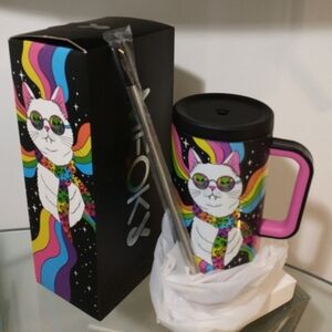 Meoky *Limited Edition Halloween* Rainbow Alien White Cat 40 oz Tumbler